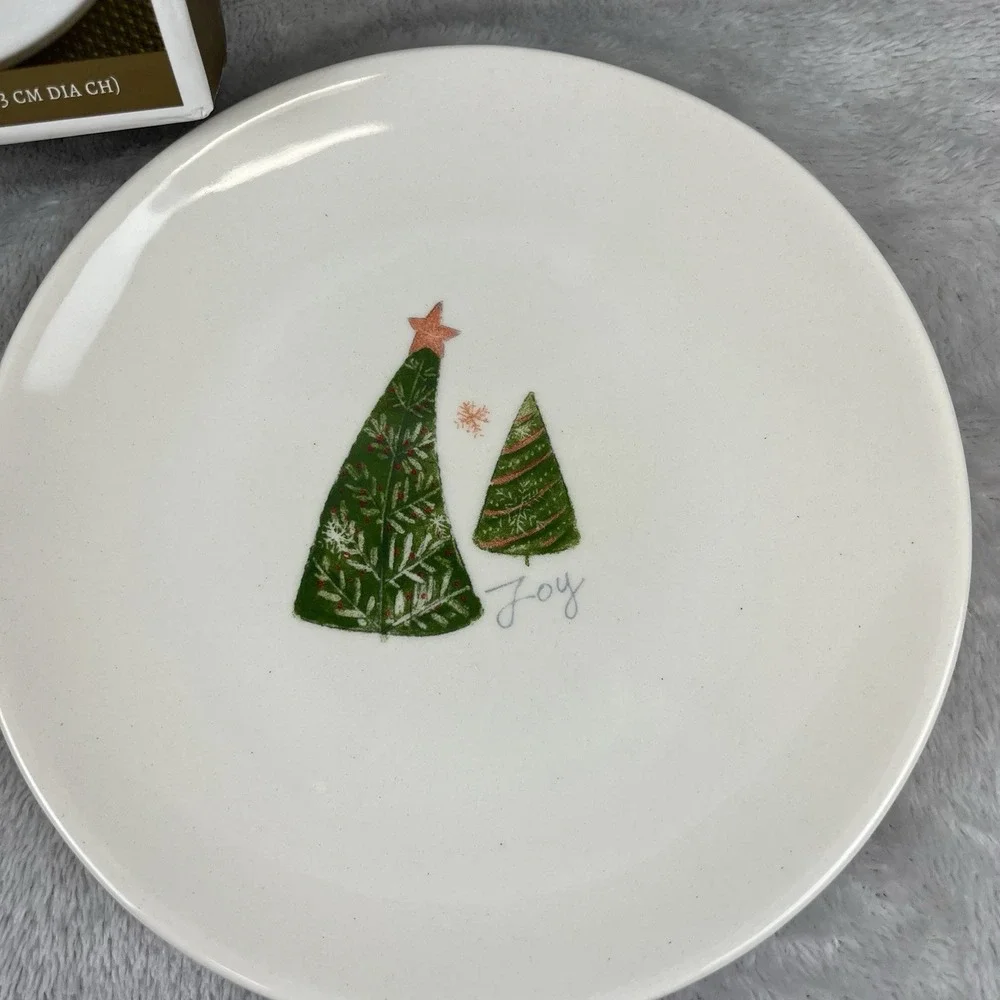 Pier 1 Imports Christmas Holiday Appetizer Plates Set of 4 Unused in Open Box